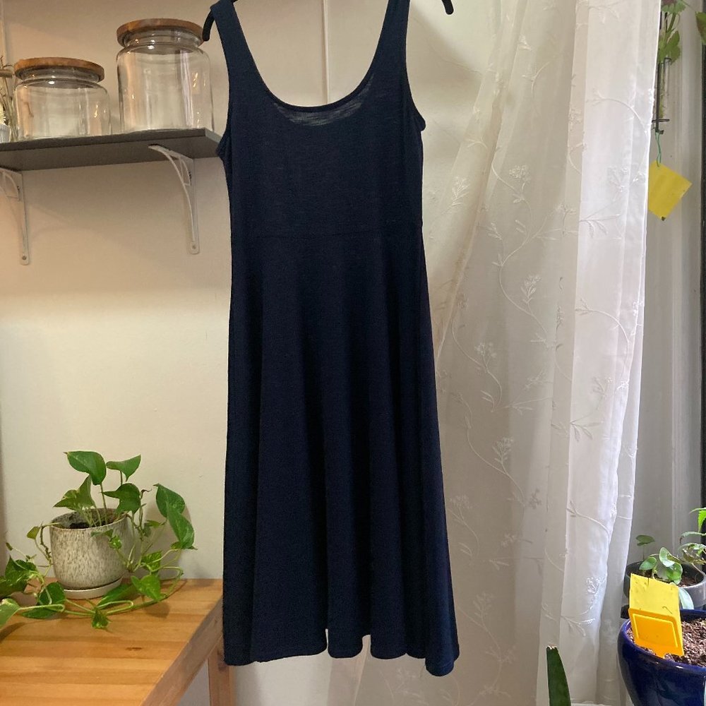 Sleeveless Fit & Flare Knit Midi Sundress - Navy L